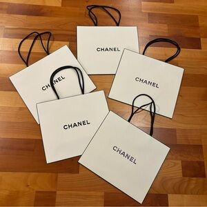 Chanel White Shopping Bags Set of 5